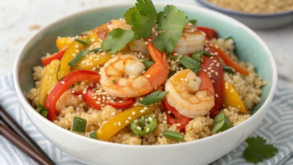 Cheesy Cauliflower Rice and Shrimp